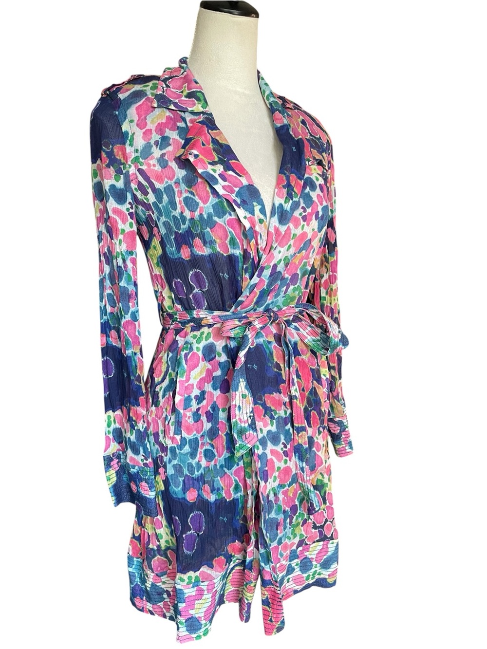 Rachel Roy Beautiful Floral Print Wrap Dress - Pink & Blue